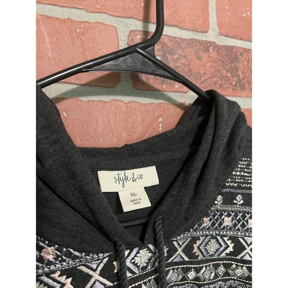 Style & Co Heather Grey Embroidered Hoodie - Size XL - Picture 3 of 6